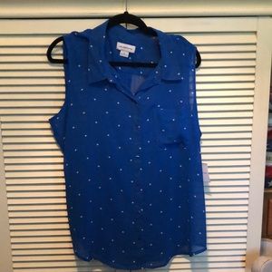 Navy Button Front Blouse